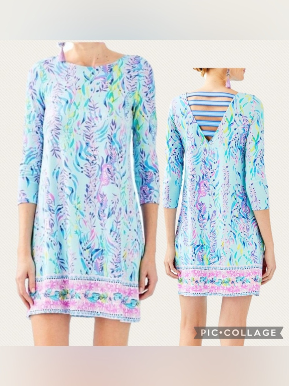 Lilly Pulitzer Ophelia Dress in Blue Oasis Tint –‎ Swim Shady Print – Size S
